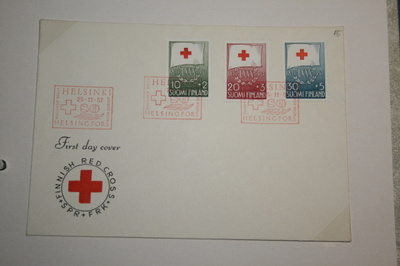 FDC kuori 25.11.1957 punainen risti