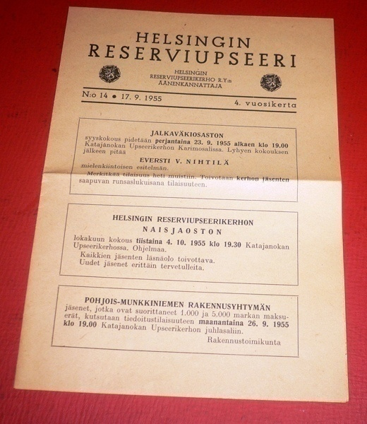 Helsingin Reserviupseeri Nr. 14 17.09.1955 (K7)