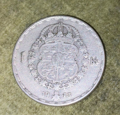 Ruotsin 1Kr hopea kolikoita