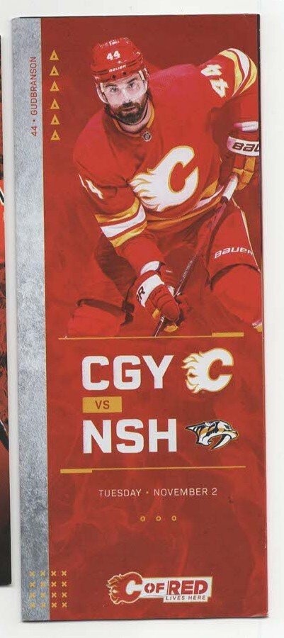 Erik Gudbranson Calgary Team Issue  Line-Up Card 2.11.2021
