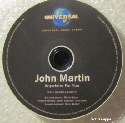 John Martin • Anywhere For You PROMO CDr-Single