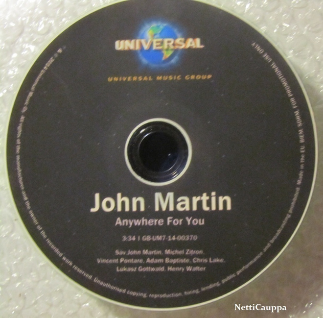 John Martin • Anywhere For You PROMO CDr-Single