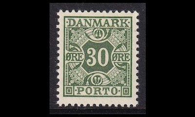 Tanska PORTO_36 ** 30 öre vihreä (1937)