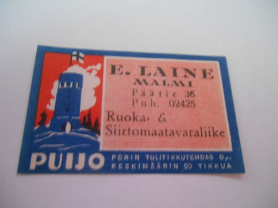 TT Etiketti Puijo E.Laine Malmi