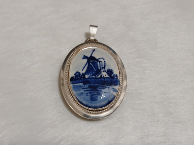 Vanha Vintage Hopea meriaiheinen riipus silver 