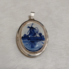Vanha Vintage Hopea meriaiheinen riipus silver - pikkukuva 1