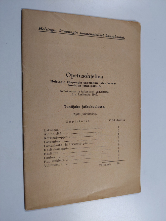 Opetusohjelma Helsingin kaupungin suomenkielisten kansako...