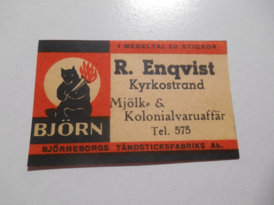 TT Etiketti BJÖRN R.Enqvist Kyrkostrand