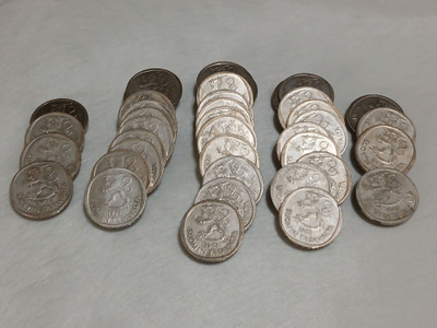 43kpl Hopea 1964-1986, 1 markka Hopea 