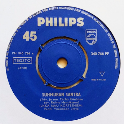 ILKKA MAU KORTESNIEMI: Suhmuran Santra – 7” s.1966, ei KK