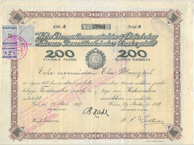 OKK 1917 Vaasan Puuvilla Oy Vaasa