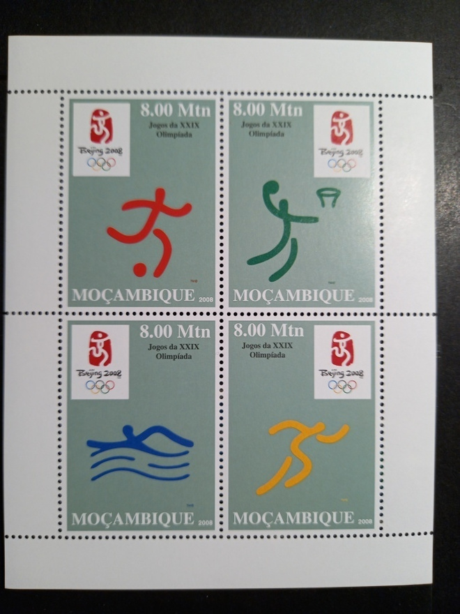 OLYMPIALAISET urheiluaiheinen blokki MOSAMBIK 2008 **