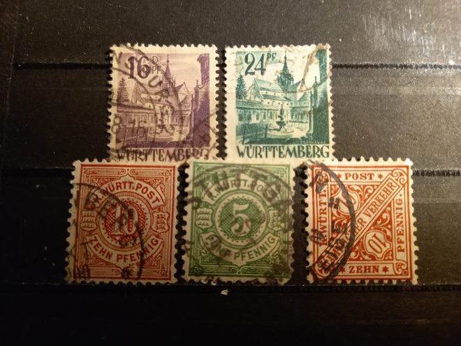 DEUTSCHES REICH Württemberg Saksa 5 kpl o