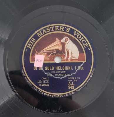 Savikiekko 1928 Rafael Ramstedt His Master's Voice A.L. 949