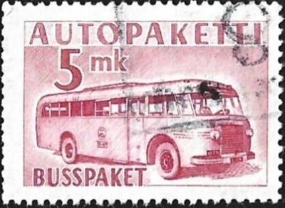 1952 AP 6 punainen 5 mk laatikkoleima LaPe AP 6 a