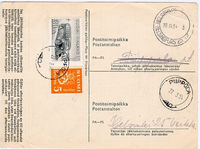M30 1947  jälkitaksoituskortilla
