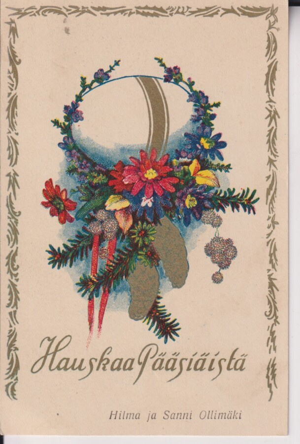 Hauskaa Pääsiäistä.  Hilma ja Sanni Ollimäki,   e45