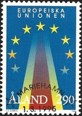 Ål 1995 Euroopan Unioni 2,90 mk EP LaPe 095 alareuna LOISTO