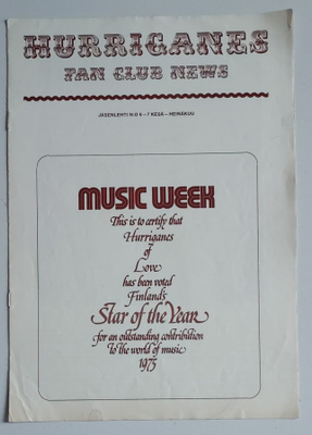 Hurriganes Fan Club News jäsenlehti 6-7 kesä-heinäkuu 1976
