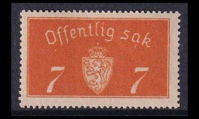 Norja 11_I ** Virkamerkki 7 öre (1933)