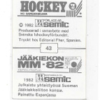 1982 Semic MM-Tarra #43 Erkki Lainen , Suomi & Pelicans - pikkukuva 2