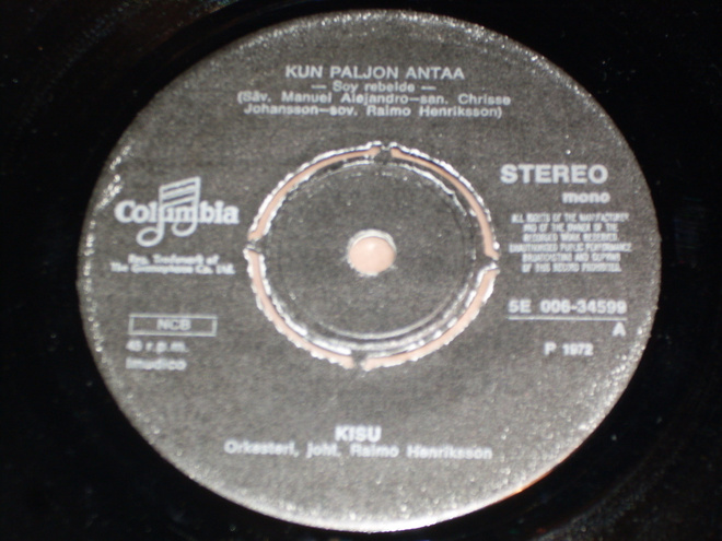7" KISU - Kun Paljon Antaa - single 1972 iskelmä EX-