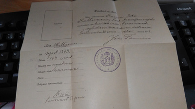 Sortavala Matkatodistus 1918 26/7