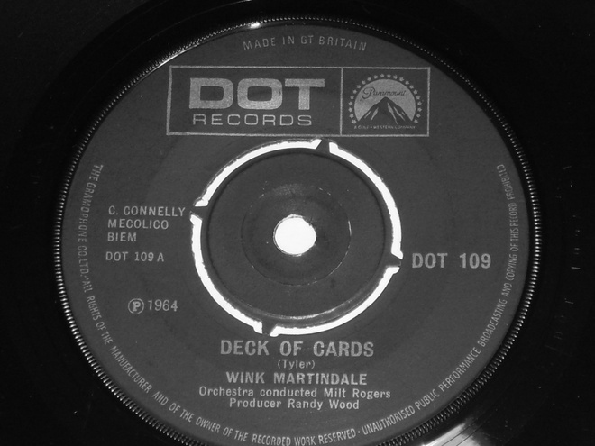 7" WINK MARTINDALE - Deck Of Cards - single 1964 pop RnR EX-