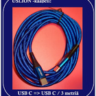 Uslion USB C - USB C -datakaapeli/ latauskaapeli / 3m #29905 - pikkukuva 1
