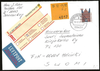 R-kuori Saksa Dannenberg Elbe (1997) lentoposti