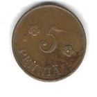 1920 5 PENNIÄ KOLIKKO KÄYTETTY - pikkukuva 1