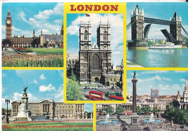 London, monikuvakortti.    e229
