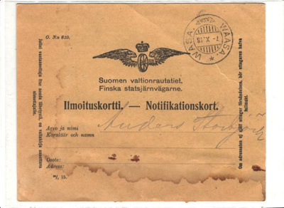 SUOMEN VALTIONRAUTATIET ILMOITUK.VAASA