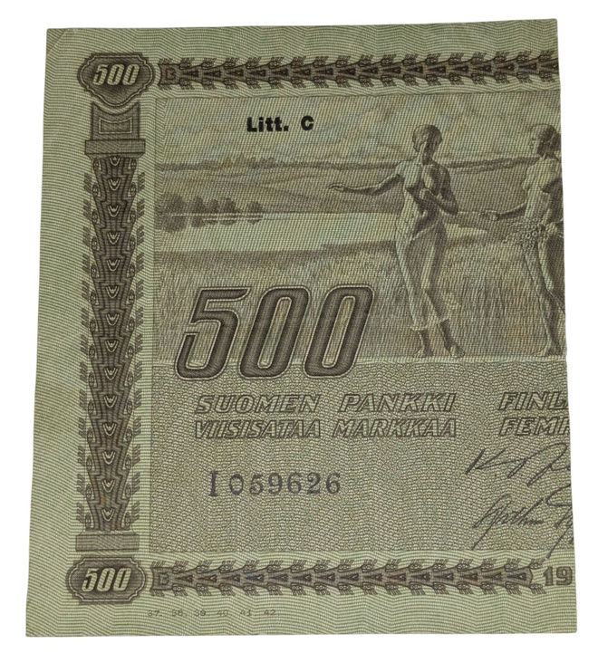 500 Markkaa 1922, vasen puolisko