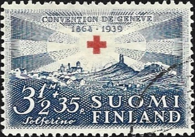 1939 Punainen Risti 3 ½ mk + 35 p leimattu LaPe 220