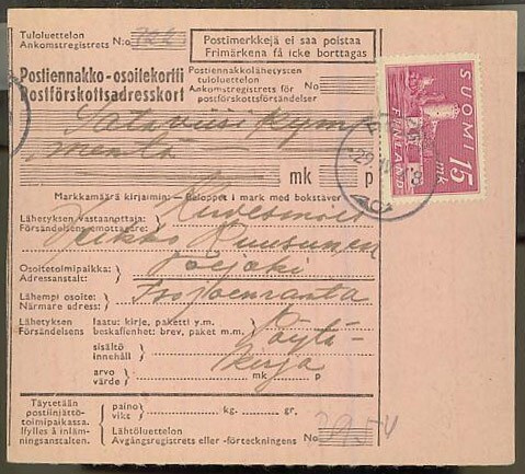 M30 1945 15 mk postiennakkopostikortti -48