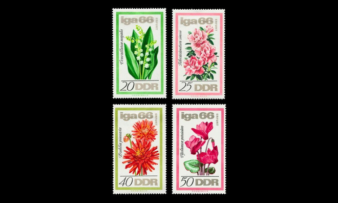 DDR 1189-92 ** Puutarhanäyttely, kukkia (1966)