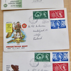 3xEnsipäivä Kuori FDC Partio Elizabet II Merkit Suomeen 1957 - pikkukuva 1