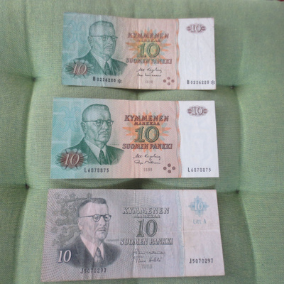 10 Markkaa  Paasikivi 1963 ja 1980