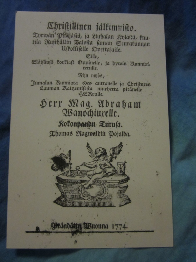 Maisteri Abraham Wanochius, jälkimuisto