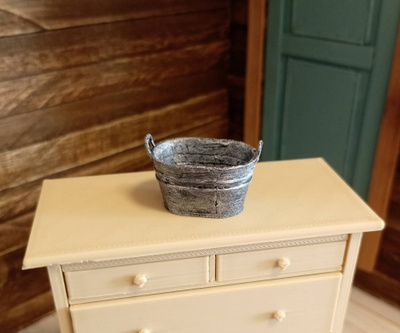 Nukkekoti miniatyyri pieni rustiikkinen saavi 1:12