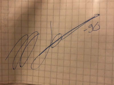 Jyrki "JJ Lehto" Järvilehto nimikirjoitus paperilla