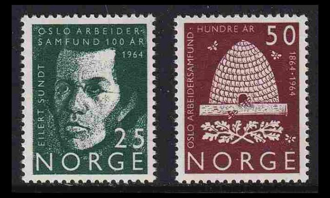 Norja 512-3 ** Oslon työväenyhdistys 100v (1964)