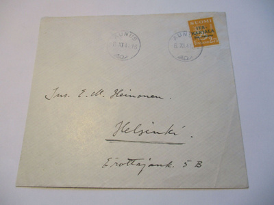 1941 Aunus vihreän lp kuori Hkiin, tulol.
