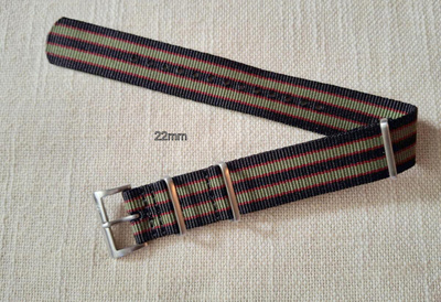 NATO 22mm " Bond " musta/oliivi/pun