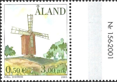 Åland 2001 Tuulimyllyt 3,00 mk välilöpari numero ** LaPe 192