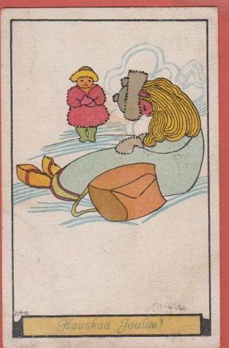 Joseph Alanen Tyttö katselee torkkujaa - kulk v 1918