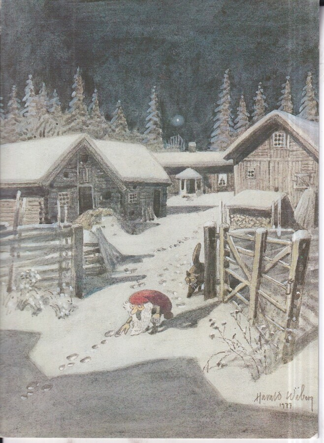 Harald Wiberg,1973, Tonttu tutkii jäniksen jälkiä ,   e208