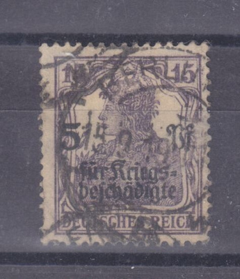 Saksa reich 1919 Sotainvalidien tuki LaPe 102 leimattuna.