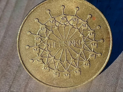 Vanha Linnamäen jetoni, hyväkuntoinen.
